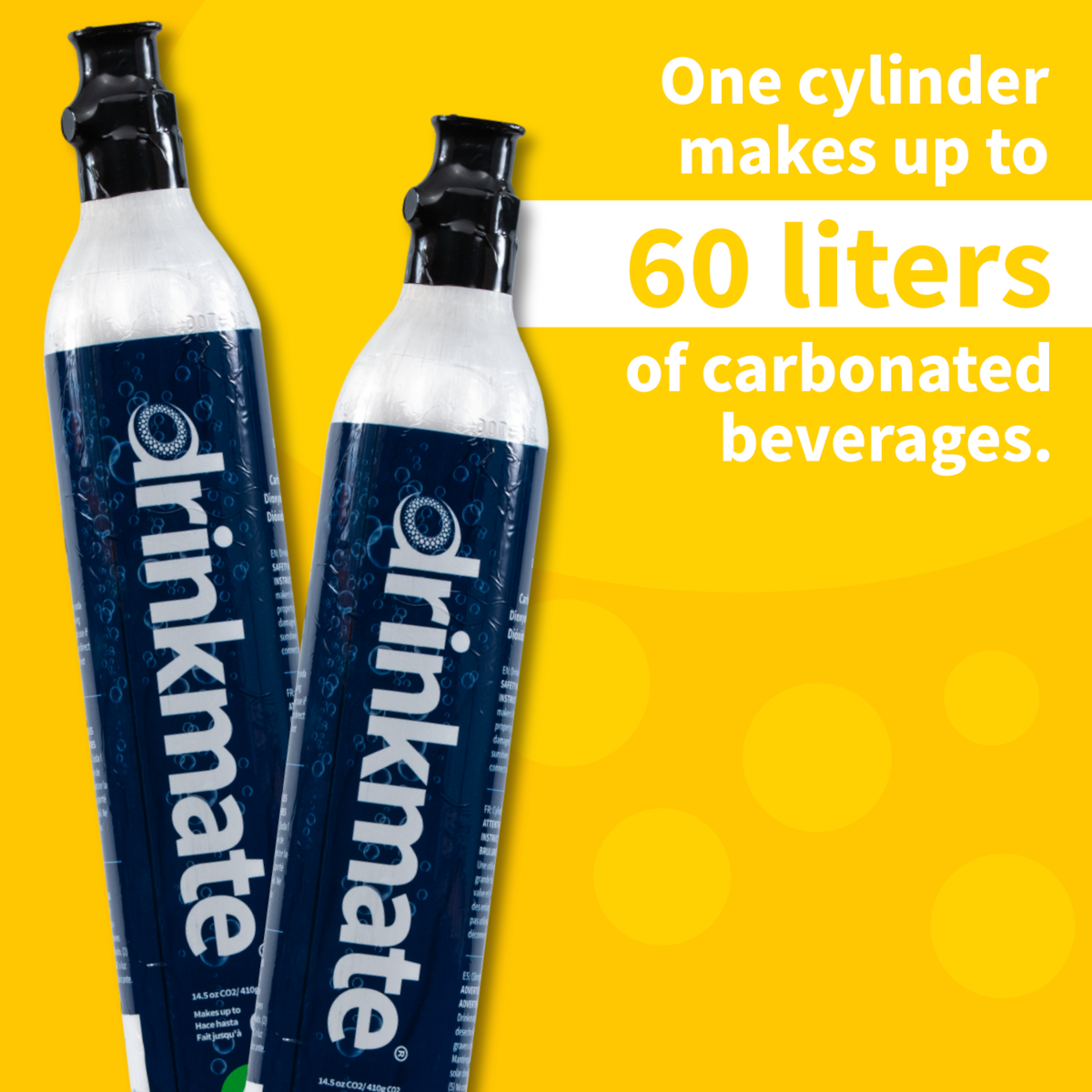 CO₂ Refill Cylinders – 60L (14.5 oz) | 2-Pack Sparkling Drink Carbonators