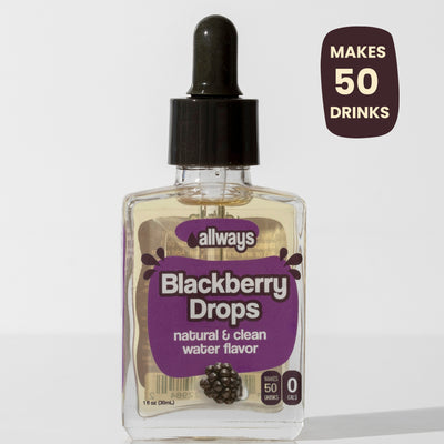 Bottle of allways Blackberry Drops with a dropper on a white background