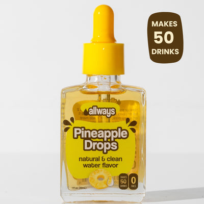 Bottle of 'always' Pineapple Drops with yellow cap on a white background