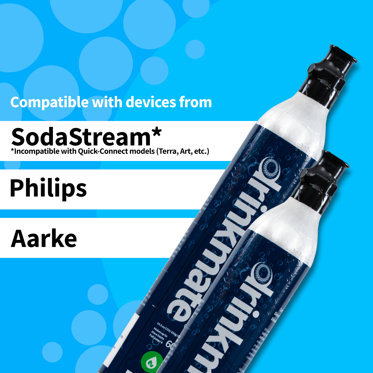 CO₂ Refill Cylinders – 60L (14.5 oz) | 2-Pack Sparkling Drink Carbonators
