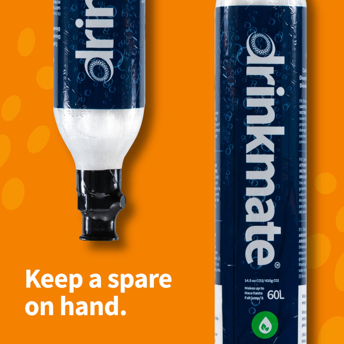 CO₂ Refill Cylinders – 60L (14.5 oz) | 2-Pack Sparkling Drink Carbonators